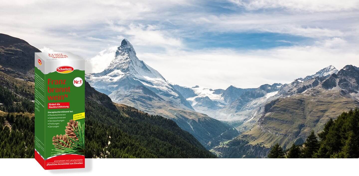 franzbranntwein-schaebens-branntwein-latschenkiefer-pflanzlich-arzneimittel-therapeutisch-unterstuetzend-kuehlend-lindernd-hautdurchblutung-vielseitig-header-verpackung-gruen-wald
