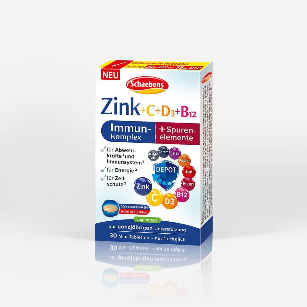 Produktabbildung Schaebens Zink C + D3 + B12 Immun Kur Spurenelemente