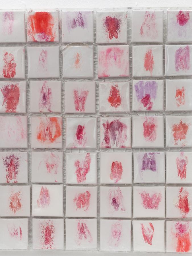 Traces-of Beauty-Trying-to-look-like-a-Flower-Lippenstift-Anthropometrie-und-Polyester-auf-Leinwand